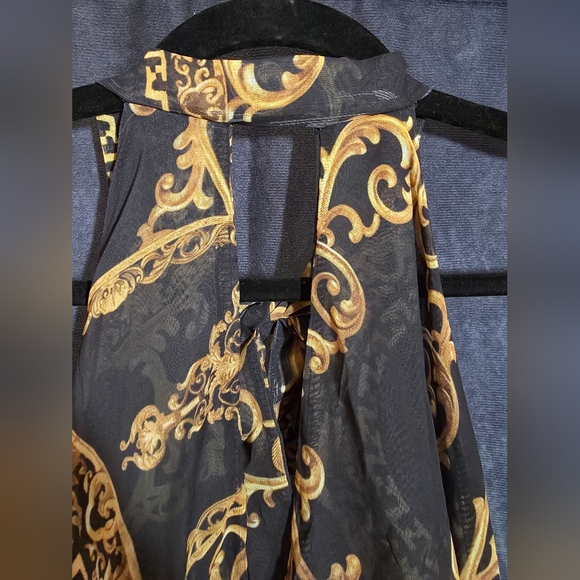 Boohoo Black and Gold Sheer Maxi Swimsuit Cover Up - Picture 9 of 13